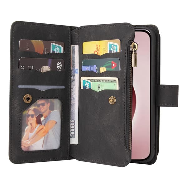 SKALO iPhone 16 Pro Big Wallet 17-RUM Pungetui - Sort