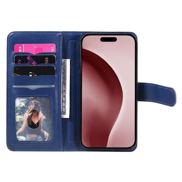 SKALO iPhone 16 Pro 10-lokeroa Lompakkokotelo - Sininen