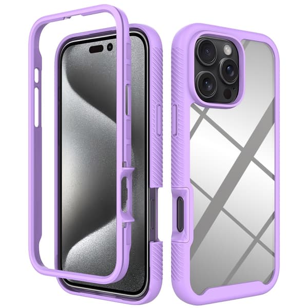 SKALO iPhone 16 Pro Max Stødsikker Clear Hybrid Cover - Lilla