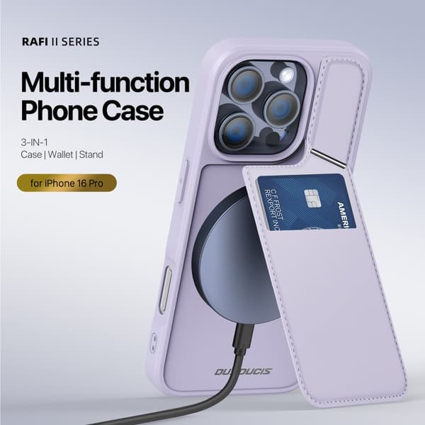 DUX DUCIS iPhone 16 Pro Max Rafi II Series Skal med Korthållare - Lila