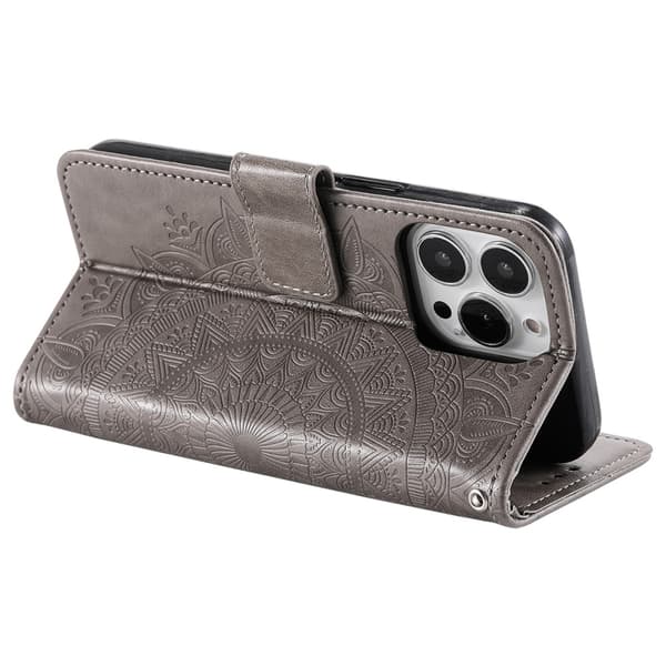 SKALO iPhone 16 Pro Max Mandala Flip Cover - Grå