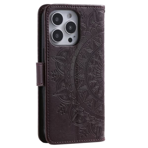 SKALO iPhone 16 Pro Max Mandala lompakkokotelo - Ruskea