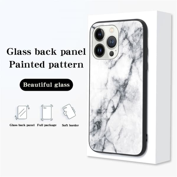 SKALO iPhone 16 Pro Max Marmor hærdet glas TPU Cover - #2