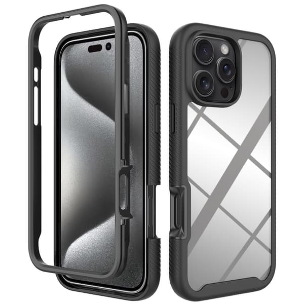 SKALO iPhone 16 Pro Max Stødsikker Clear Hybrid Cover - Sort