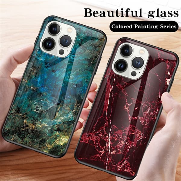 SKALO iPhone 16 Pro Max Marmor hærdet glas TPU Cover - #1