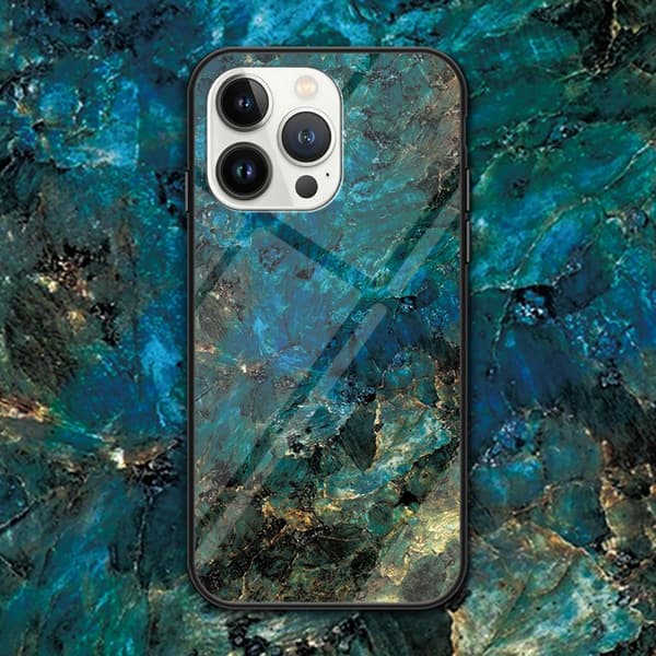 SKALO iPhone 16 Pro Max Marmor hærdet glas TPU Cover - #1