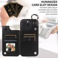 Miniatyrbillede 5 af 11: SKALO iPhone 16 Pro Max PU-Læder Kortholder Ring Cover - Sort