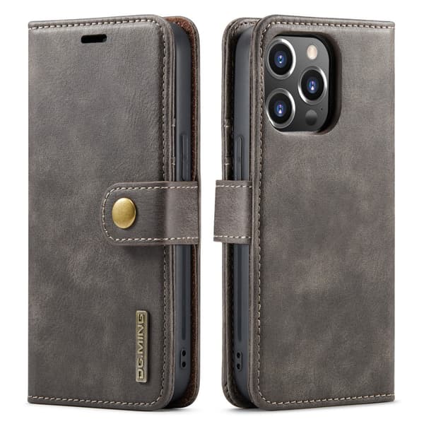 DG MING iPhone 16 Pro Max 2-i-1 Magnet Plånboksfodral - Grå