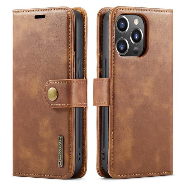 DG MING iPhone 16 Pro Max 2-i-1 Magnet Plånboksfodral - Brun