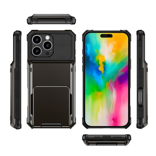 SKALO iPhone 16 Pro Max Armor Skal Korthållare - Svart