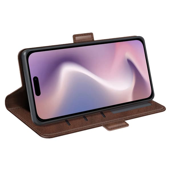 SKALO iPhone 16 Pro Max Premium Wallet Flip Cover - Brun