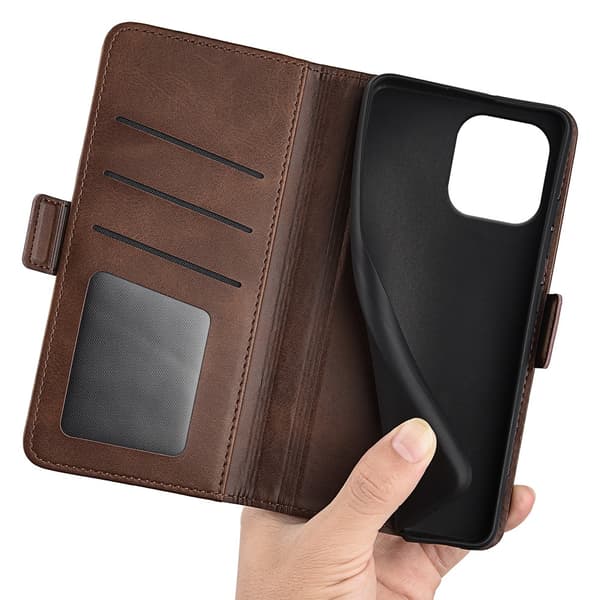 SKALO iPhone 16 Pro Max Premium Wallet Flip Cover - Brun
