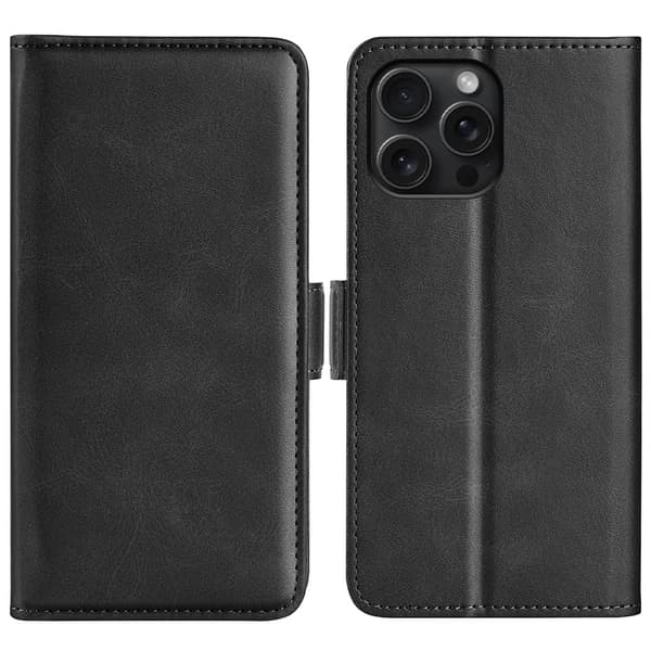 SKALO iPhone 16 Pro Max Premium Wallet Flip Cover - Sort