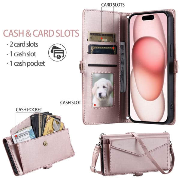 SKALO iPhone 16 Pro Max Evelope Clutch 5-Fack - Roséguld