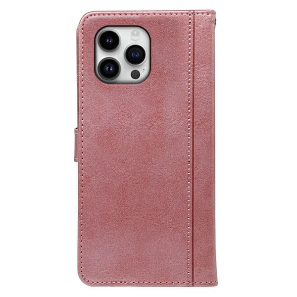 SKALO iPhone 16 Pro Max Plånboksfodral i PU-Läder - Roséguld