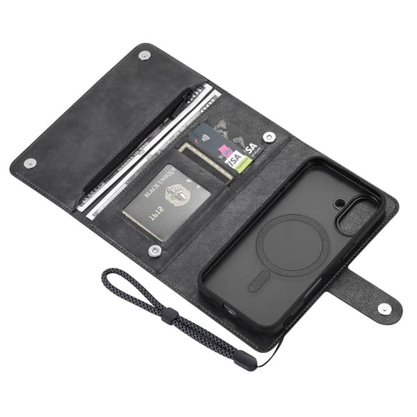 VILI iPhone 16 Plus GVB Series Plånboksfodral i PU-Läder - Svart