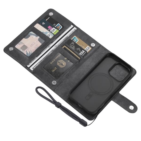 VILI iPhone 16 Pro Max GVB Series Flip Cover m. pung i PU-læder - Sort