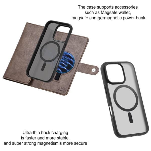 VILI iPhone 16 Pro Max GVB Series Flip Cover m. pung i PU-læder - Brun