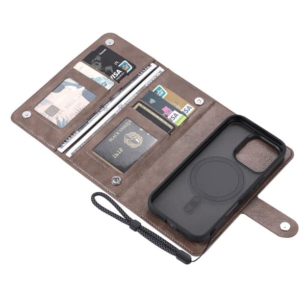 VILI iPhone 16 Pro Max GVB Series Flip Cover m. pung i PU-læder - Brun