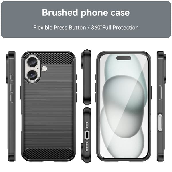 SKALO iPhone 16 Armor Carbon Stöttåligt TPU-skal