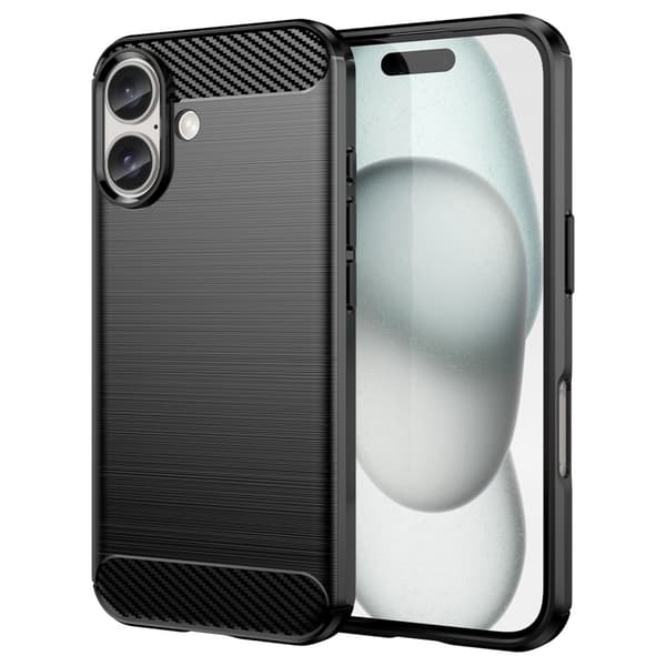 SKALO iPhone 16 Armor Carbon Stöttåligt TPU-skal Svart