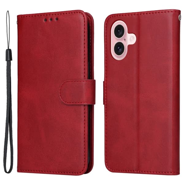 SKALO iPhone 16 PU-læder Pungetui Rød