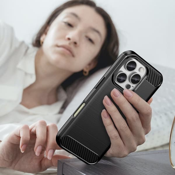 SKALO iPhone 16 Pro Max Armor Carbon Stødsikker TPU-cover