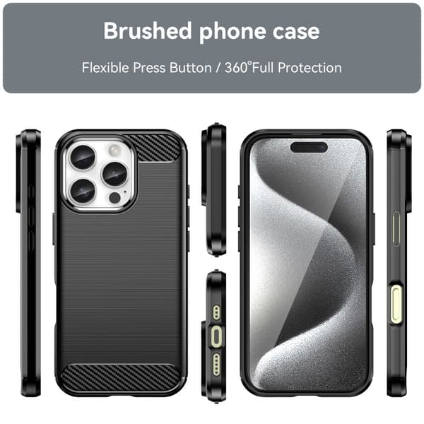 SKALO iPhone 16 Pro Max Armor Carbon Stødsikker TPU-cover