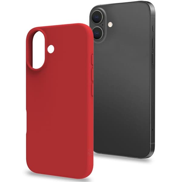 Cromo pehmeä kumikotelo iPhone 16 Red