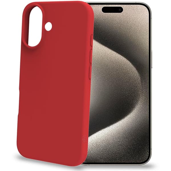 Cromo pehmeä kumikotelo iPhone 16 Red