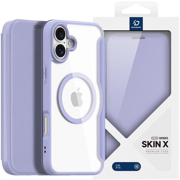 Dux Ducis Skin X Pro suojakuori iPhone 16:lle. jossa MagSafe ja läppä - violetti