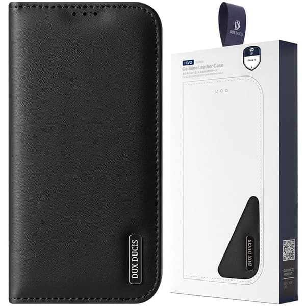 Dux Ducis Hivo suojakuori iPhone 16 Prolle läppä ja RFID-suojaus - musta