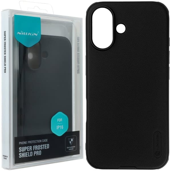 Nillkin Super Frosted Shield Pro kuori iPhone 16:lle - musta