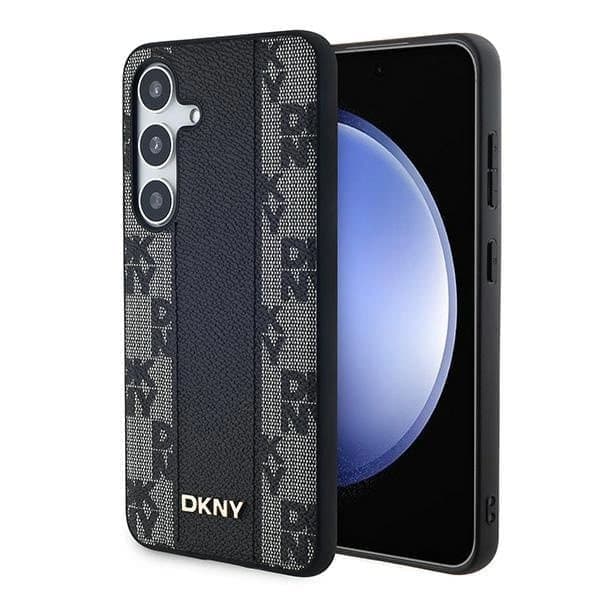 DKNY Nahkaruudullinen Mono Pattern MagSafe -kotelo Samsung Galaxy S24:lle - musta