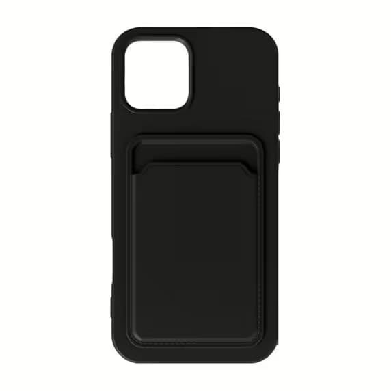 iPhone 16 Pro Mobilskal Silikon med Korthållare - Svart