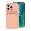 Miniatyrbild 2 av 4: Silicone Case with Card Holder iPhone 16 Pro Max - Pink