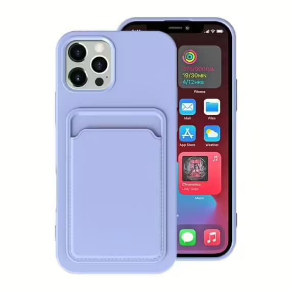 iPhone 16 Pro Max Mobilskal Silikon med Korthållare - Lila