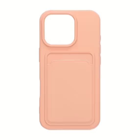 Silicone Case with Card Holder iPhone 16 Pro- Pink