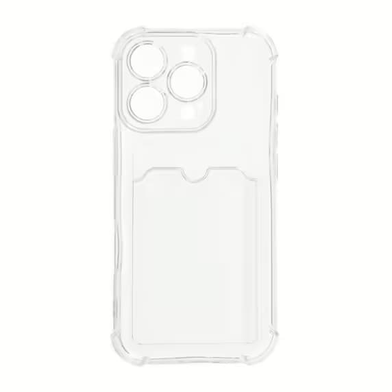 iPhone 16 Pro Mobilskal Stöttåligt med Korthållare - Transparent