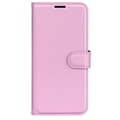 Miniatyrbild 5 av 6: iPhone 16 Fodral Litchi Textur Läder Ljus Rosa