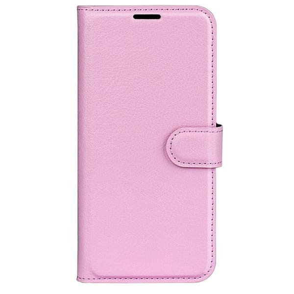 iPhone 16 Fodral Litchi Textur Läder Ljus Rosa