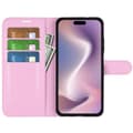 Miniatyrbild 2 av 6: iPhone 16 Fodral Litchi Textur Läder Ljus Rosa
