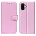 Miniatyrbild 1 av 6: iPhone 16 Fodral Litchi Textur Läder Ljus Rosa