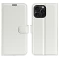 Miniatyrbild 1 av 6: iPhone 16 Pro Fodral Litchi Läder Vit