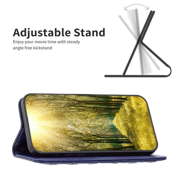 iPhone 16 Pro Fodral Diamond Flip Läder Mörk Blå