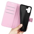 Miniatyrbild 4 av 6: iPhone 16 Plus Fodral Litchi Läder Ljus Rosa