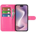 Miniatyrbild 2 av 6: iPhone 16 Plus Fodral Litchi Läder Rosa