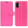 Miniatyrbild 1 av 6: iPhone 16 Plus Fodral Litchi Läder Rosa