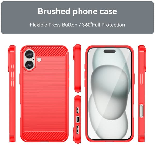 iPhone 16 Plus Skal Borstad Stål Röd