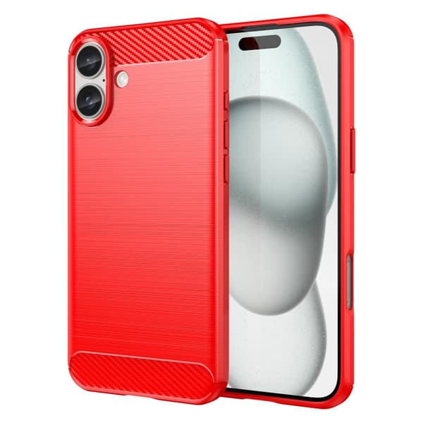 iPhone 16 Plus Skal Borstad Stål Röd